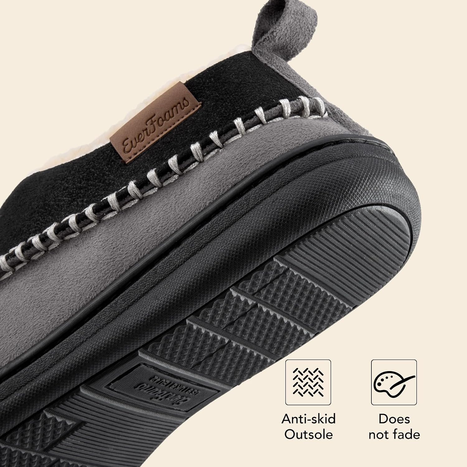 image:imageEverFoams Mens Moccasin Slippers Memory Foam Suede Indoor OutdoorBlack