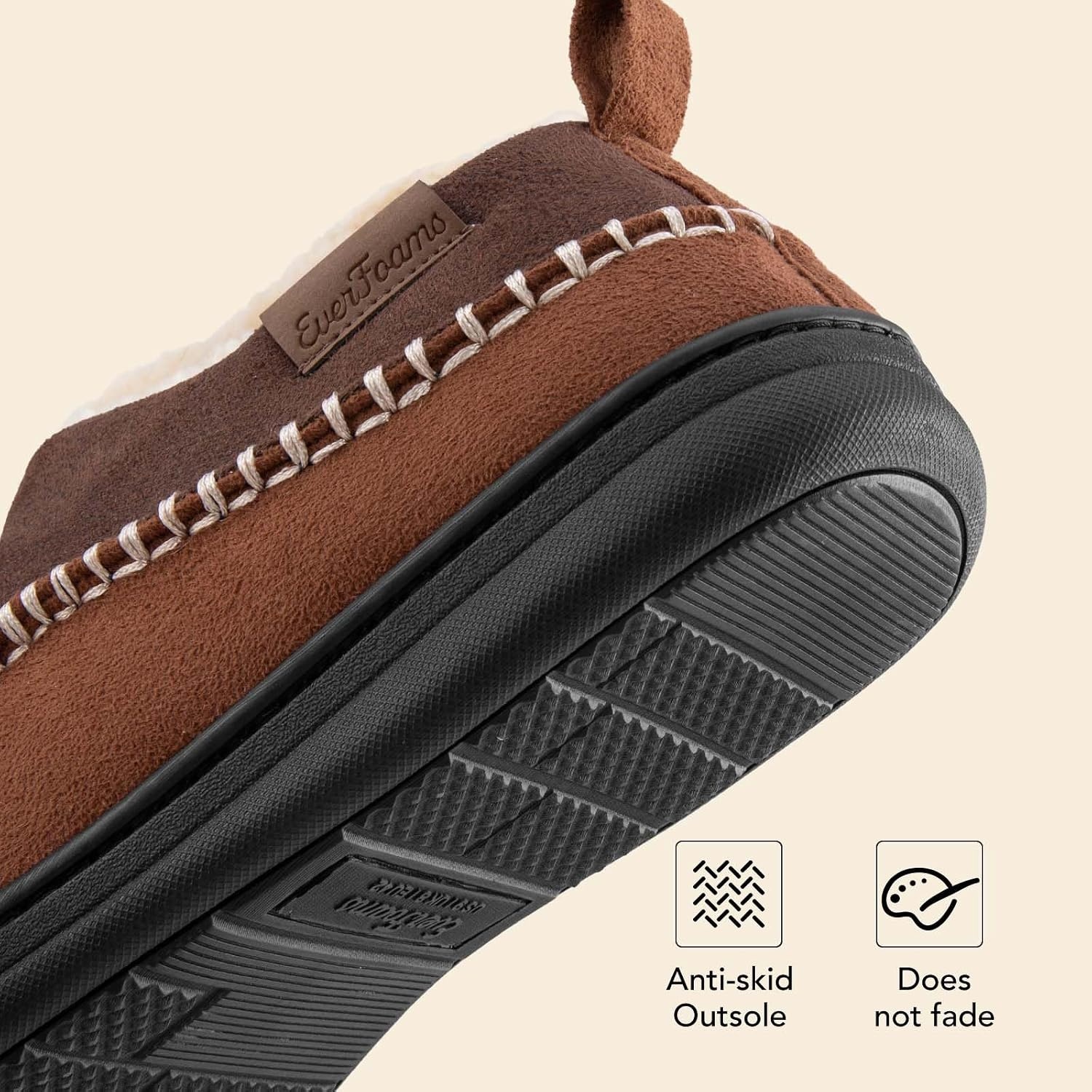 image:imageEverFoams Mens Moccasin Slippers Memory Foam Suede Indoor OutdoorCoffee