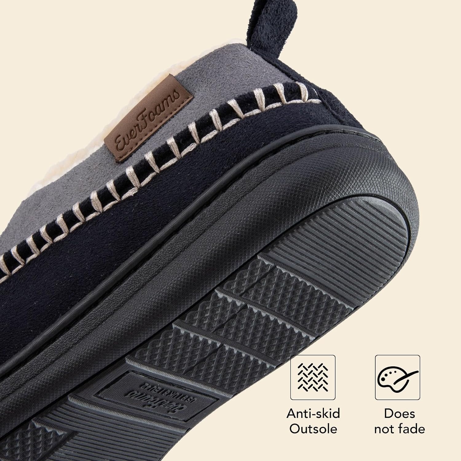 image:imageEverFoams Mens Moccasin Slippers Memory Foam Suede Indoor OutdoorGrey