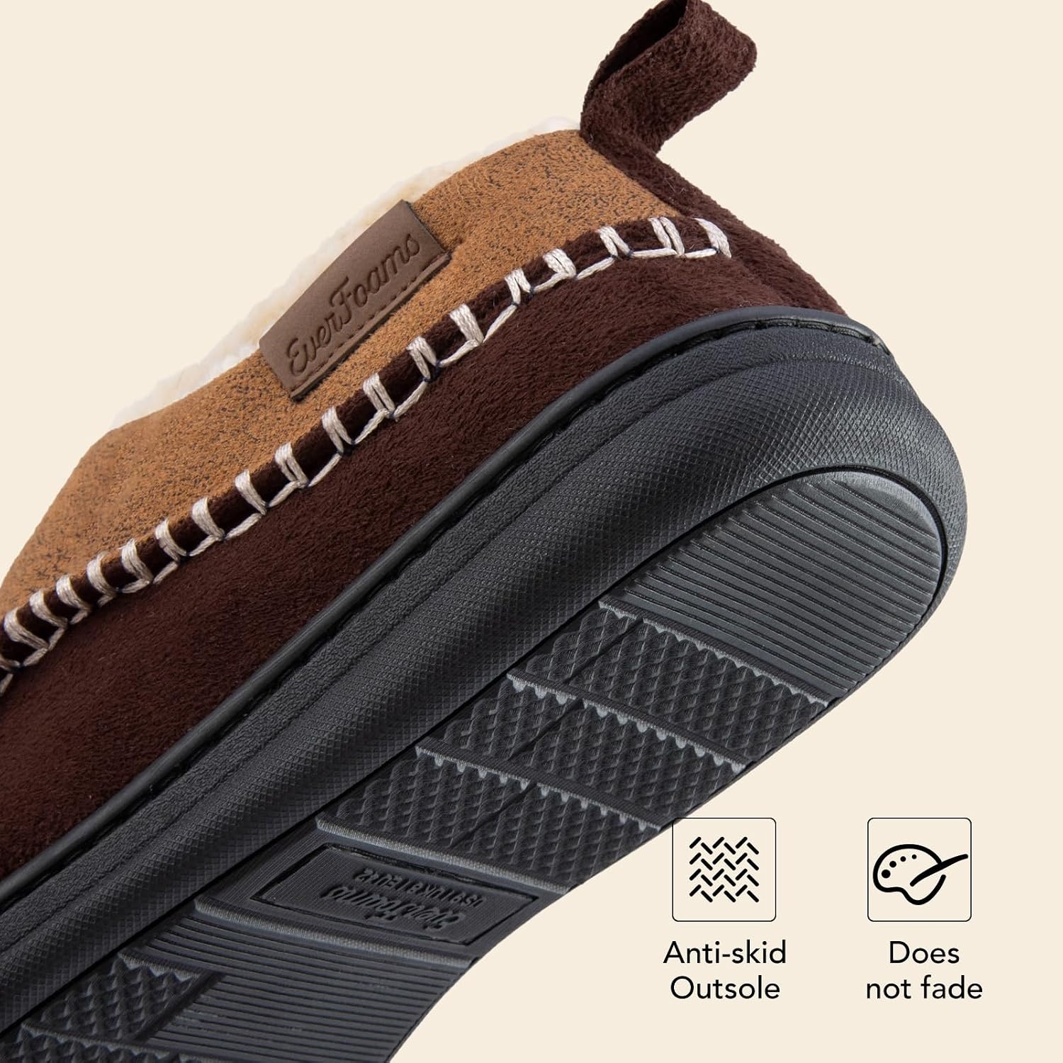 image:imageEverFoams Mens Moccasin Slippers Memory Foam Suede Indoor OutdoorTan