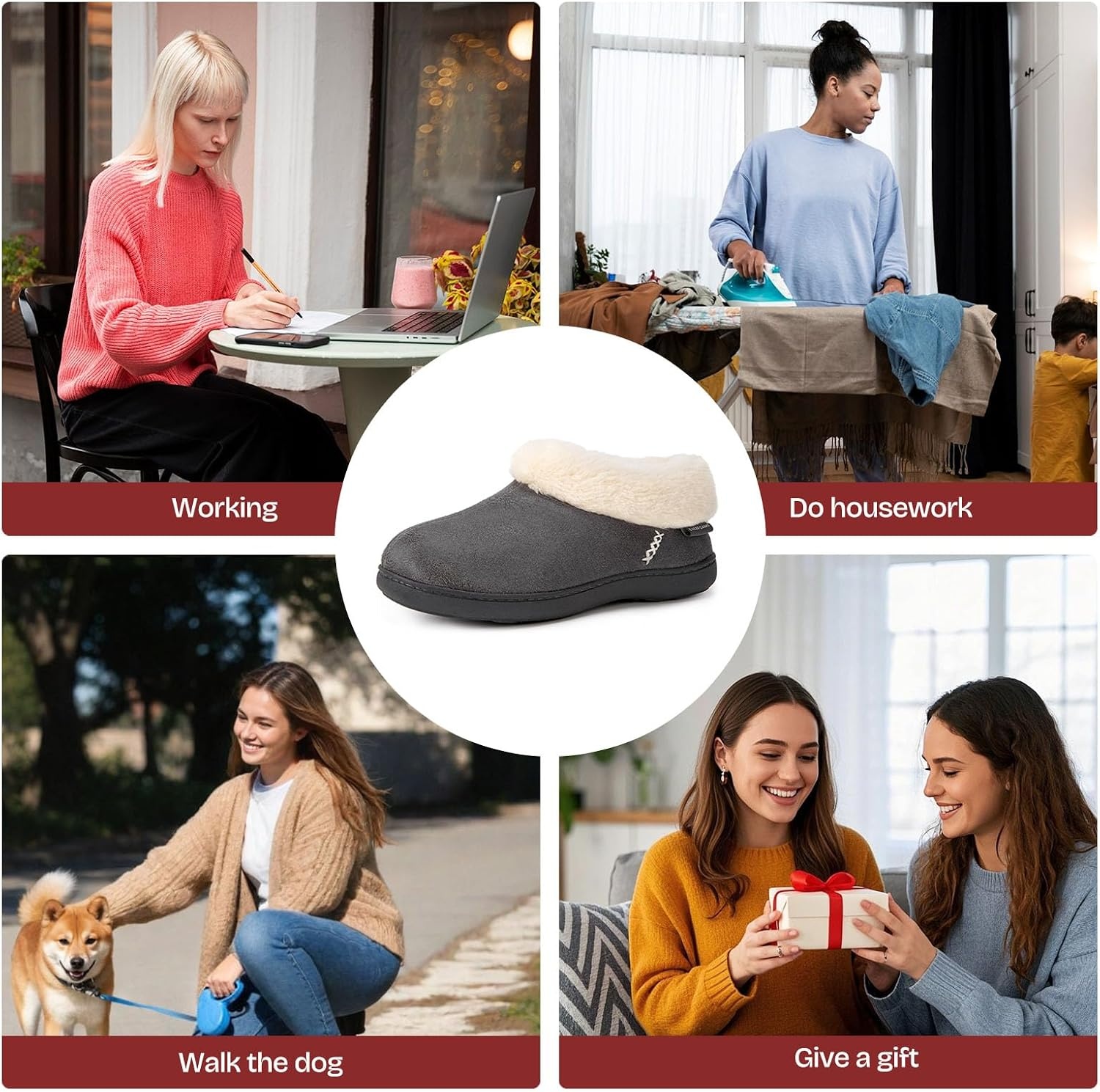 image:imageEverFoams Womens Microsuede Winter Slippers House Shoes Indoor OutdoorDark Grey