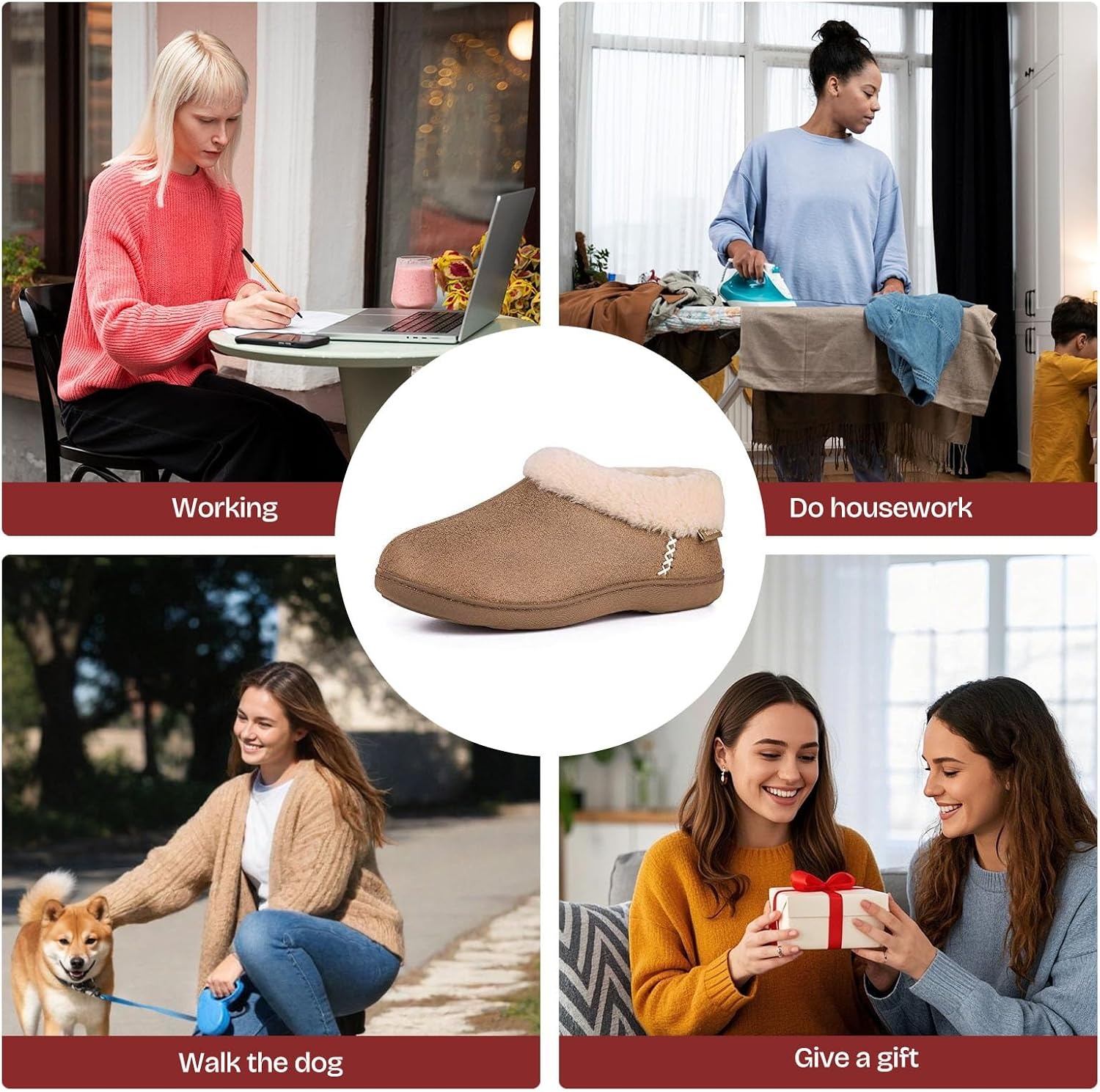 image:imageEverFoams Womens Microsuede Winter Slippers House Shoes Indoor OutdoorTan