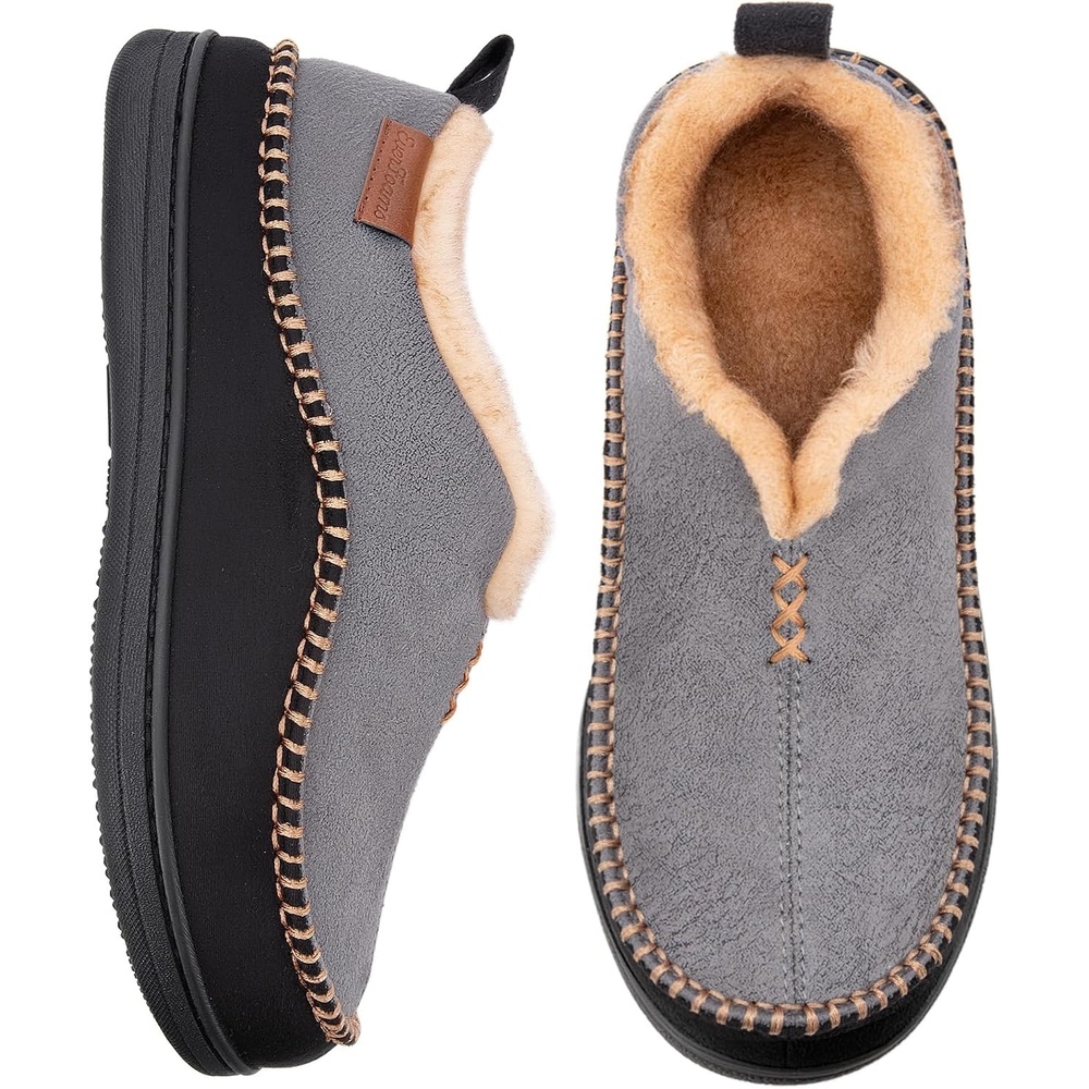 image:imageEverFoams Mens Moccasin Slippers Memory Foam Suede Indoor OutdoorCinder