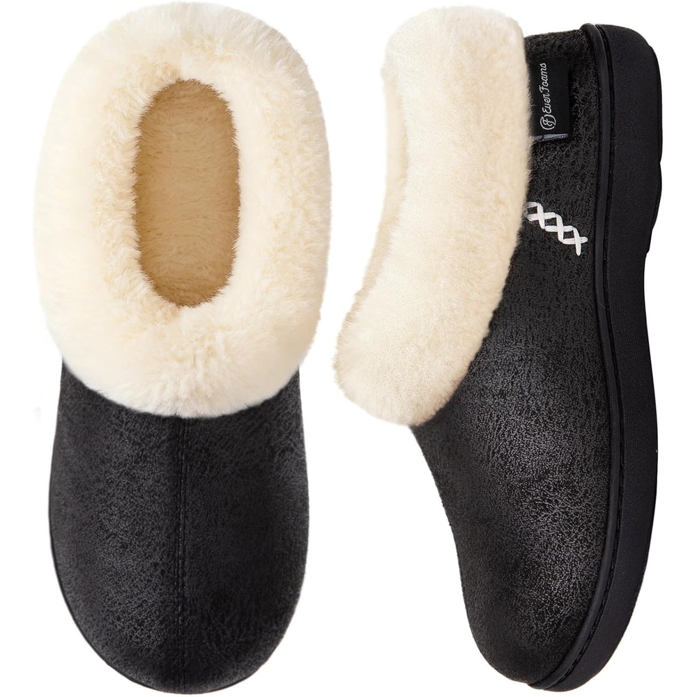 image:imageEverFoams Womens Microsuede Winter Slippers House Shoes Indoor OutdoorBlack