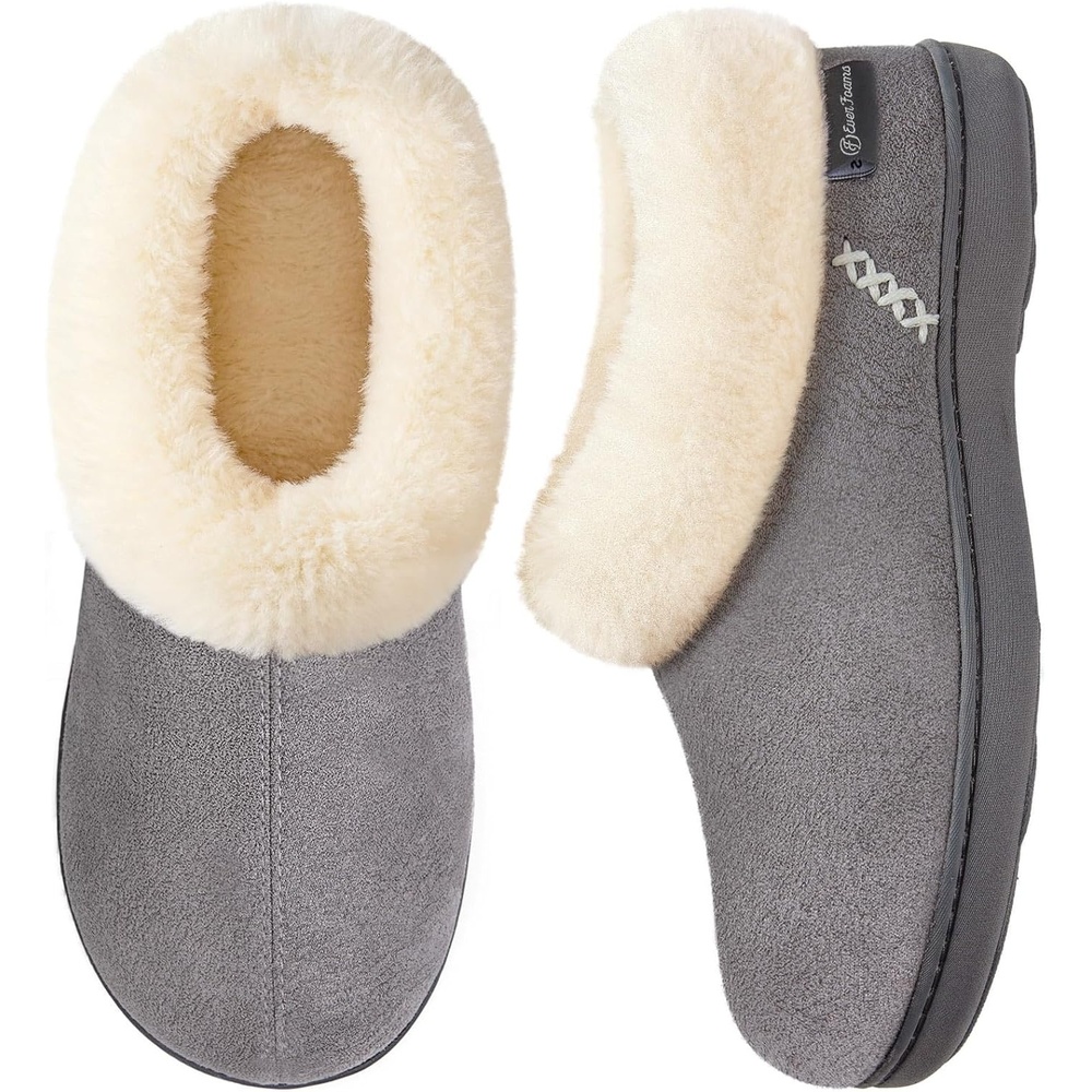 image:imageEverFoams Womens Microsuede Winter Slippers House Shoes Indoor OutdoorGrey