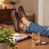 EverFoams Men’s Moccasin Slippers Memory Foam Suede Indoor Outdoor(Coffee)