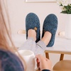 EverFoams Women’s Soft Curly Slippers Memory Foam Lightweight House Shoes(Blue)