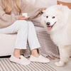 EverFoams Women’s Soft Curly Slippers Memory Foam Lightweight House Shoes(White)