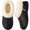 EverFoams Women’s Microsuede Winter Slippers House Shoes Indoor Outdoor(Black)