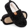 EverFoams Women’s Soft Curly Slippers Memory Foam Lightweight House Shoes(Black)