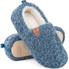 EverFoams Women’s Soft Curly Slippers Memory Foam Lightweight House Shoes(Blue)