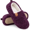 EverFoams Women’s Soft Curly Slippers Memory Foam Lightweight House Shoes(Dark Aubergine)