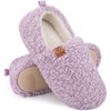 EverFoams Women’s Soft Curly Slippers Memory Foam Lightweight House Shoes(Purple)