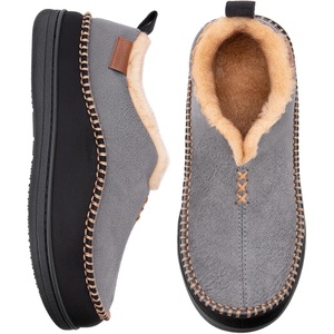 EverFoams Men’s Moccasin Slippers Memory Foam Suede Indoor Outdoor(Cinder)