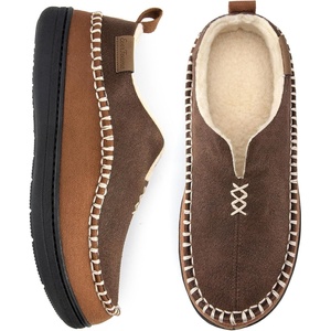 EverFoams Men’s Moccasin Slippers Memory Foam Suede Indoor Outdoor(Coffee)