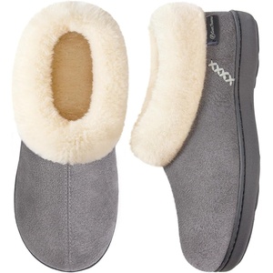 EverFoams Women’s Microsuede Winter Slippers House Shoes Indoor Outdoor(Grey)