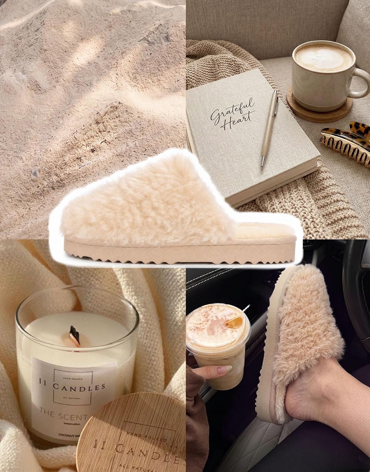 image:imageEverFoams Womens Memory Foam Slippers Faux Fur Scuff Indoor OutdoorDune Khaki