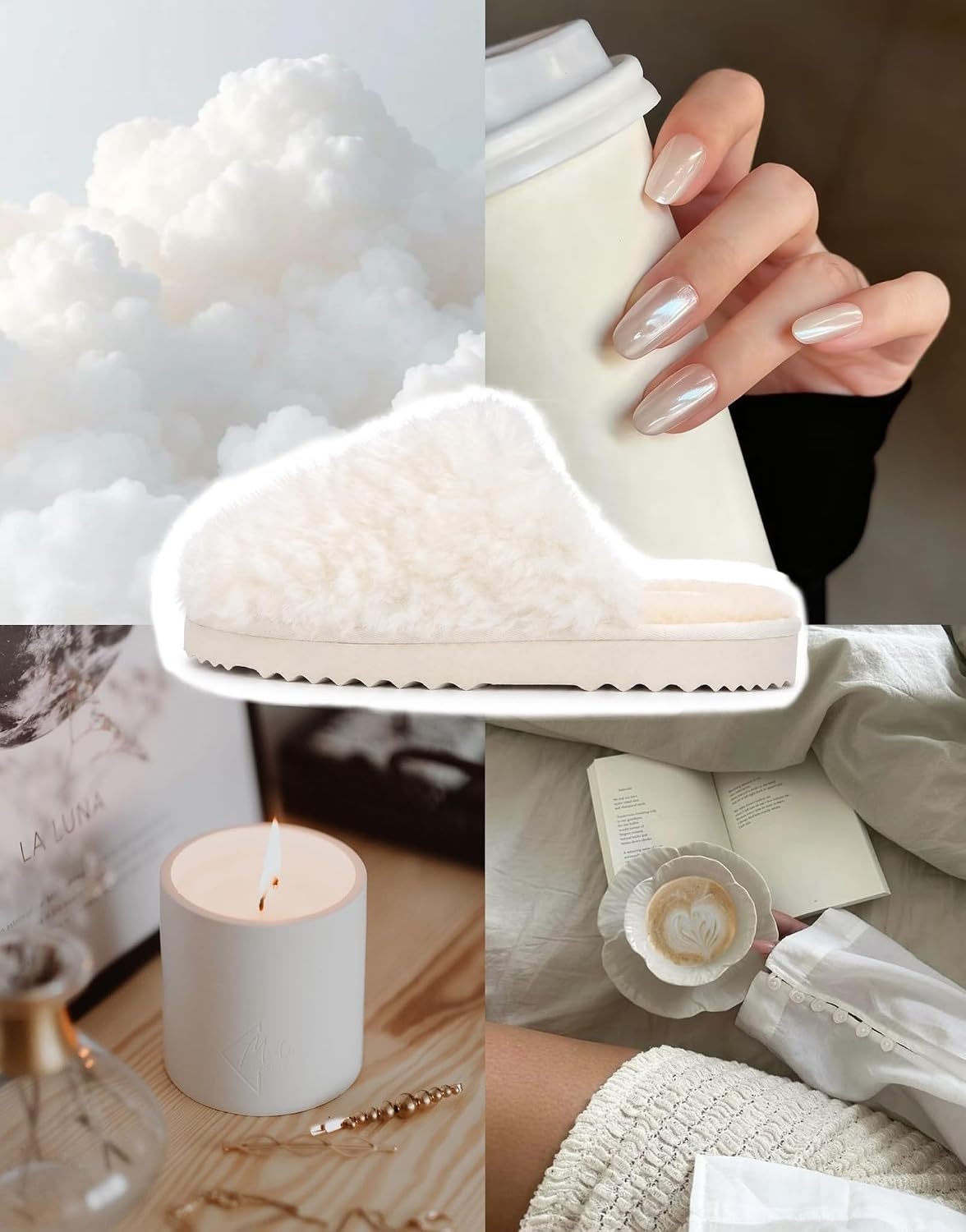 image:imageEverFoams Womens Memory Foam Slippers Faux Fur Scuff Indoor OutdoorOffwhite Cloud