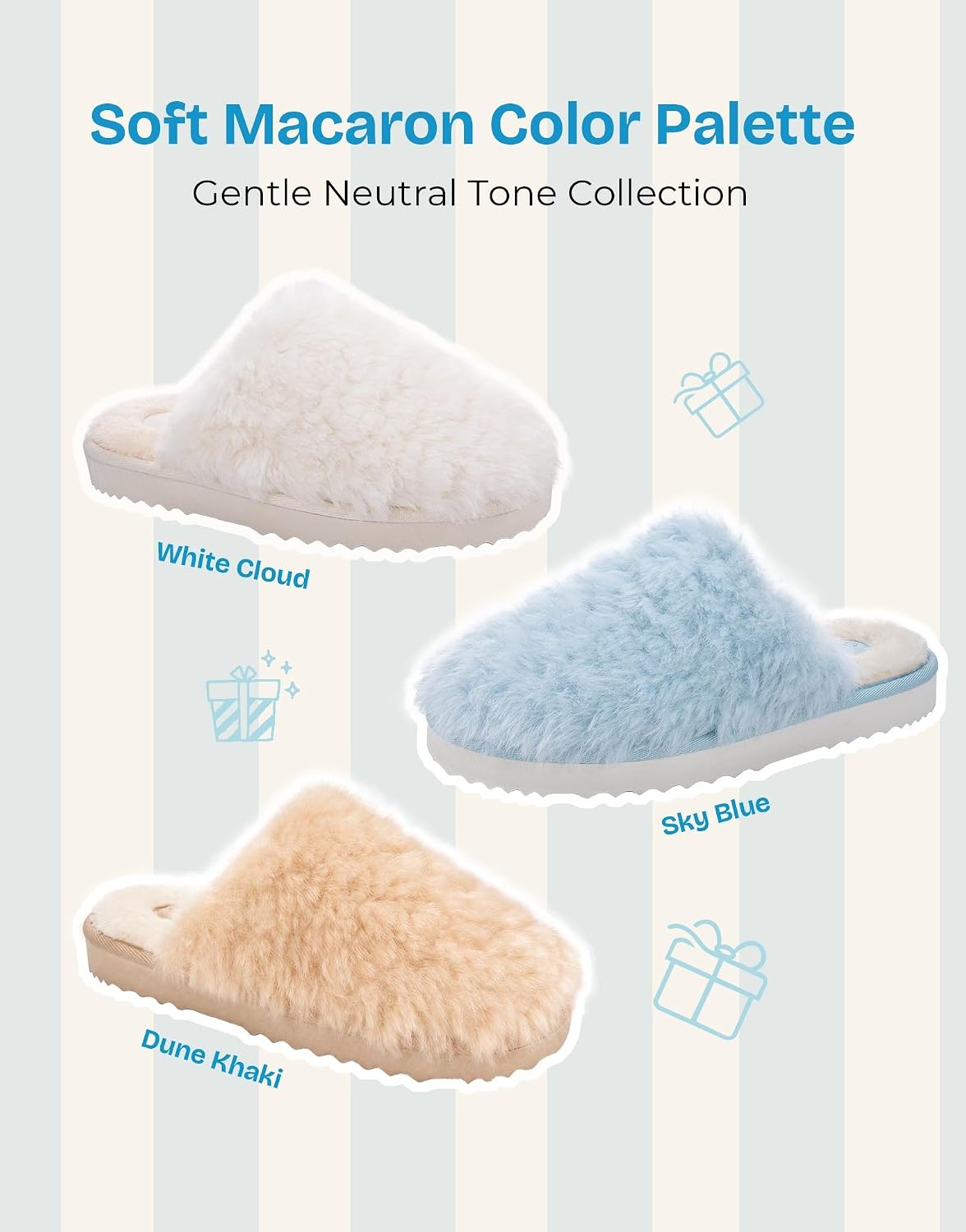 image:imageEverFoams Womens Memory Foam Slippers Faux Fur Scuff Indoor OutdoorOffwhite Cloud