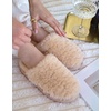 EverFoams Women’s Memory Foam Slippers Faux Fur Scuff Indoor Outdoor(Dune Khaki)