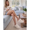 EverFoams Women’s Memory Foam Slippers Faux Fur Scuff Indoor Outdoor(Off-white Cloud)