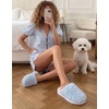 EverFoams Women’s Memory Foam Slippers Faux Fur Scuff Indoor Outdoor(Sky Blue)