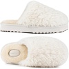 EverFoams Women’s Memory Foam Slippers Faux Fur Scuff Indoor Outdoor(Off-white Cloud)