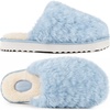 EverFoams Women’s Memory Foam Slippers Faux Fur Scuff Indoor Outdoor(Sky Blue)